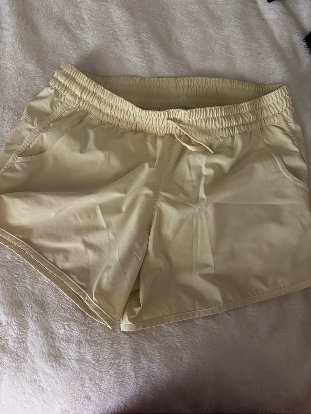 Women's Pale Yellow Athletic Drawstring Shorts